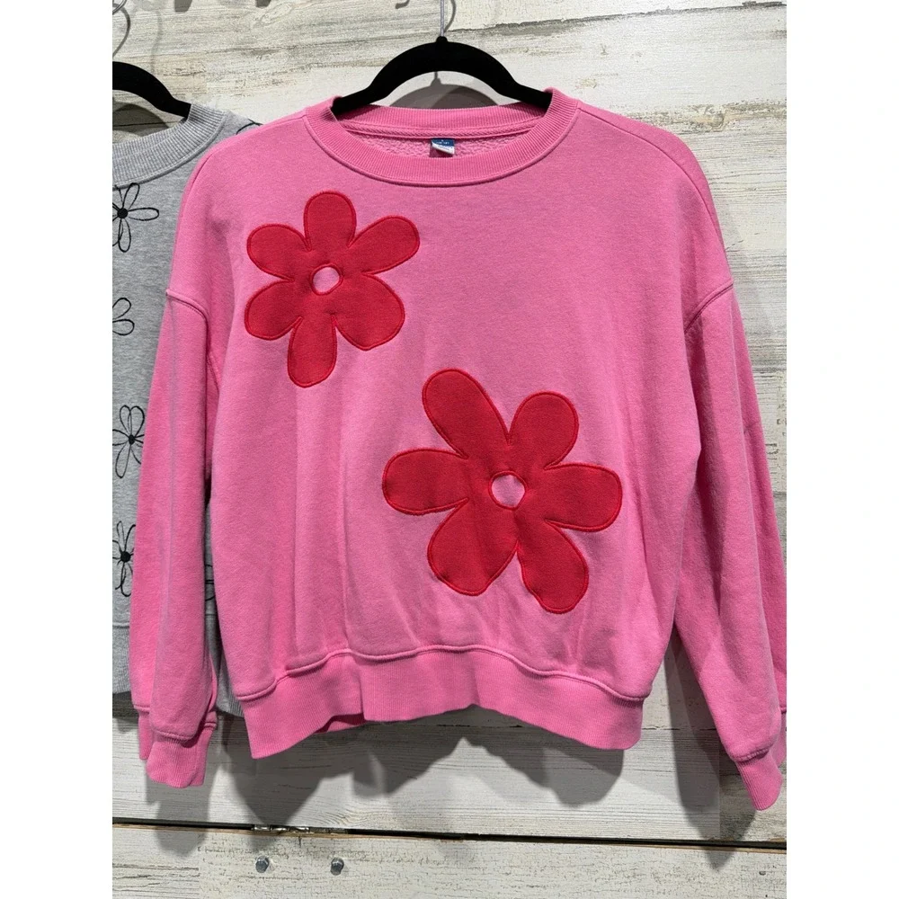Old Navy Wonder Nation Sweatshirt Bundle Girls 10/12 Pink Gray Floral Core EUC